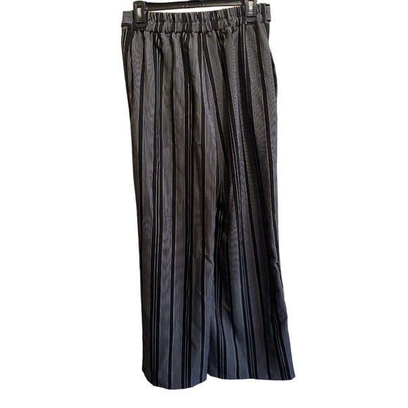 Cynthia Rowley black gray pinstripes pants sz 6 stretch front tie - Picture 4 of 4